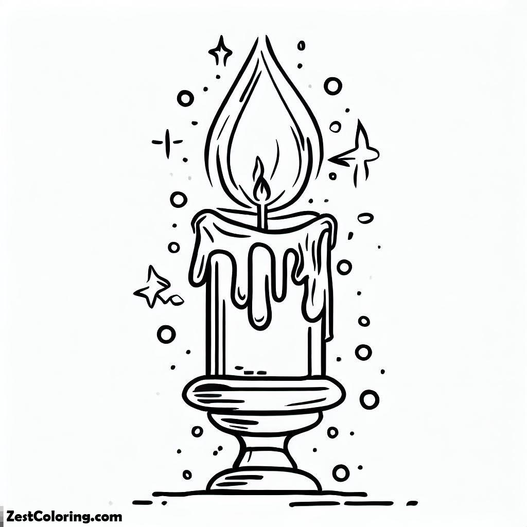 Christmas Candle, 1 Coloring Page: 1Full Size Image