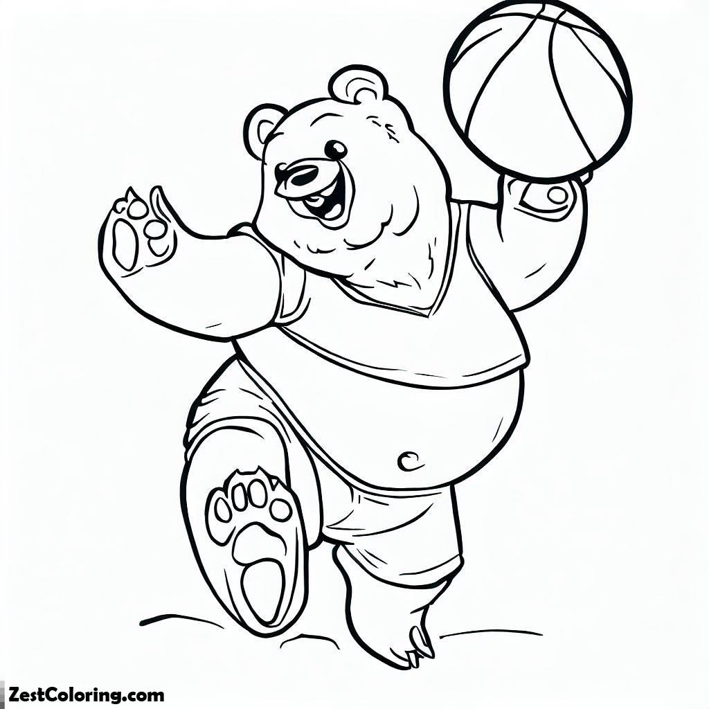 Volleyball, A Bear Playing Volleyball Coloring Page: A Bear Playing Volleyball Coloring PageFull Size Image