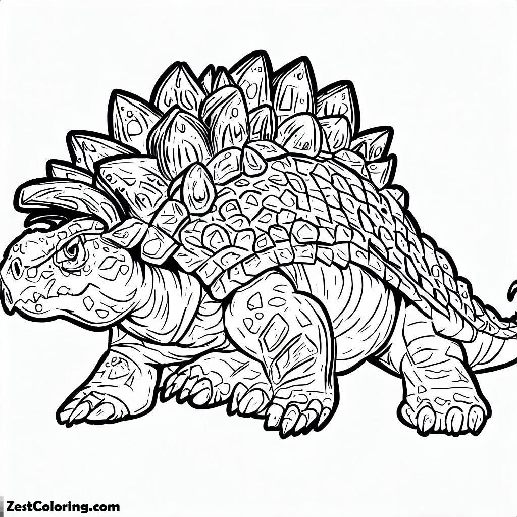 Ankylosaurus, A Curious Ankylosaurus Full Coloring Page: A Curious Ankylosaurus Full Coloring PageFull Size Image