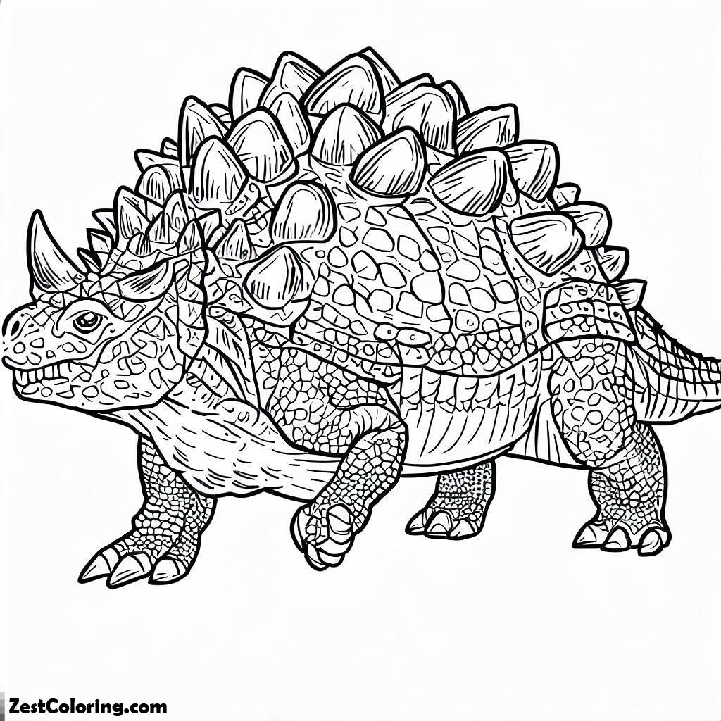 Ankylosaurus, A Shy Ankylosaurus Full Coloring Page: A Shy Ankylosaurus Full Coloring PageFull Size Image