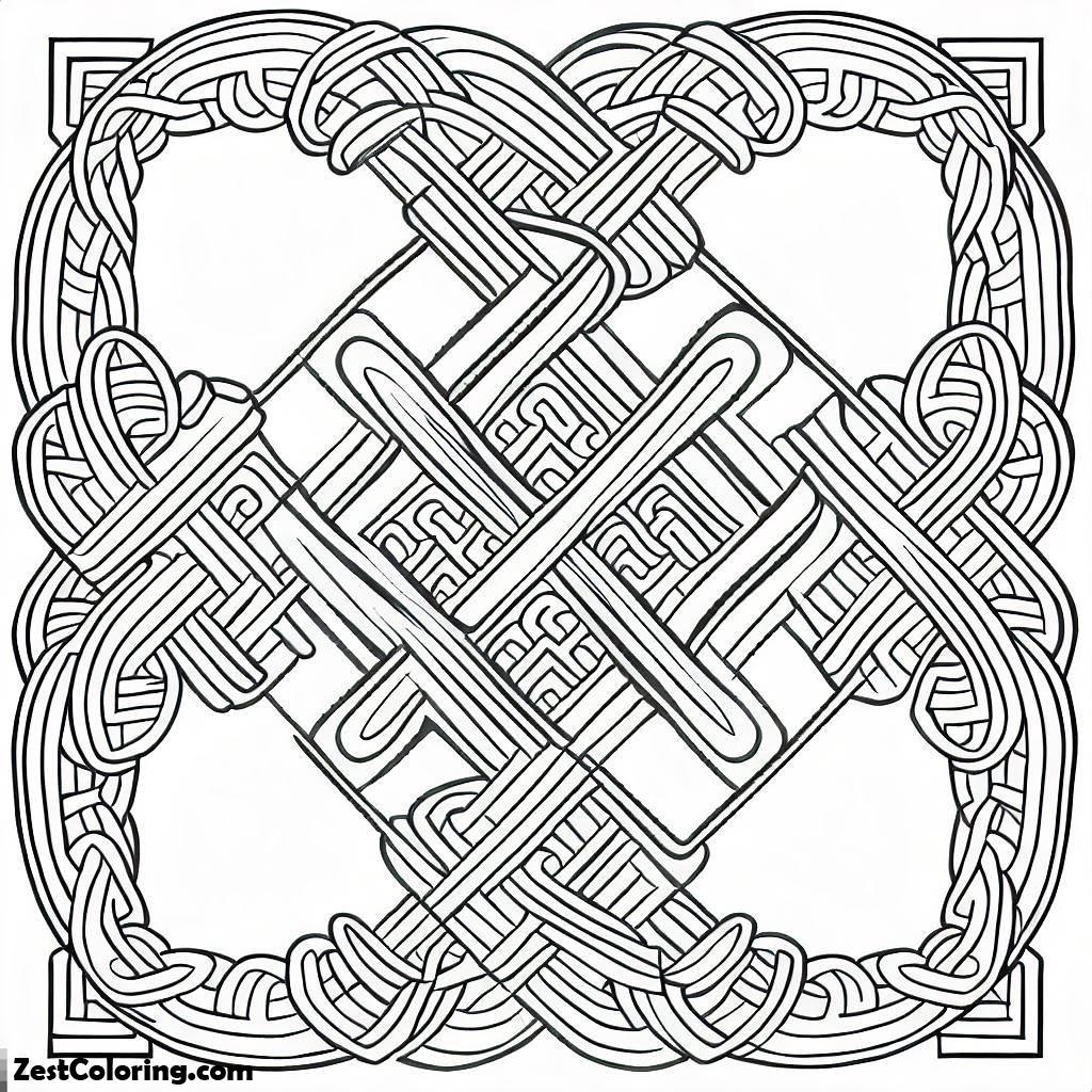 St. Patrick's Day, A Complex Celtic Knot Design With Spaces For Kids To Color Coloring Page: A Complex Celtic Knot Design With Spaces For Kids To ColorFull Size Image
