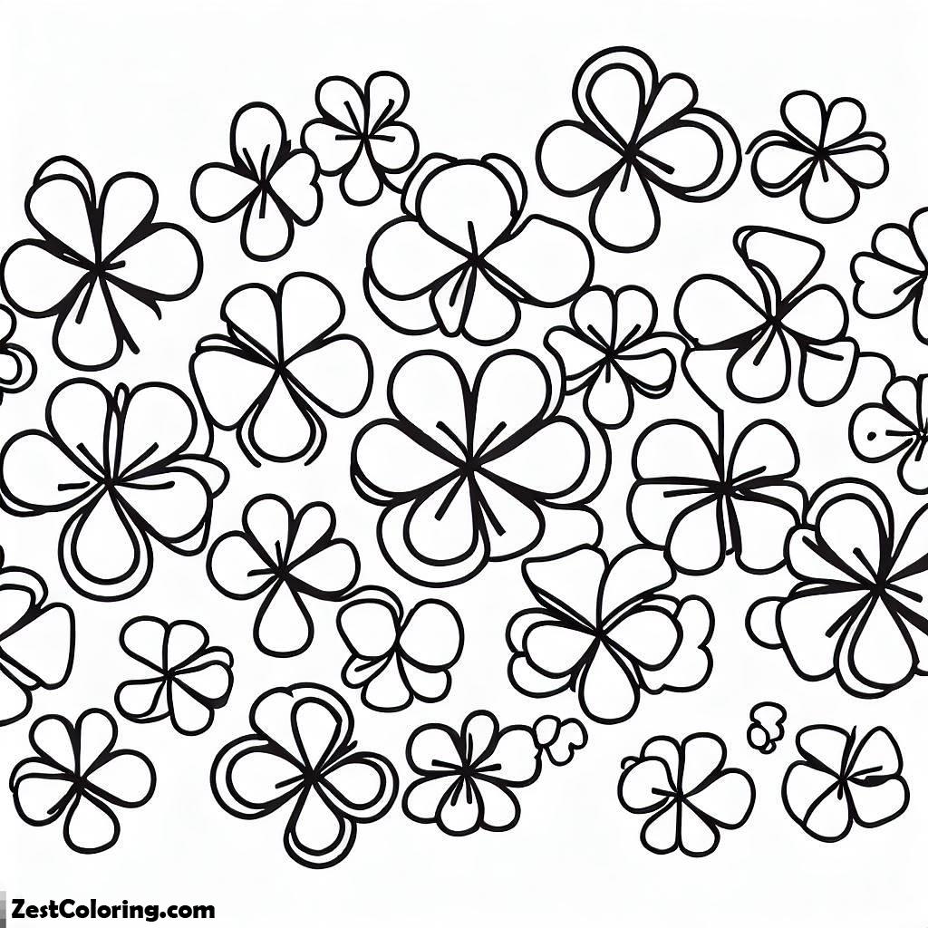 St. Patrick's Day, A Simple Or Intricate Design Of Shamrocks In Various Sizes Coloring Page: A Simple Or Intricate Design Of Shamrocks In Various Sizes Coloring PageFull Size Image