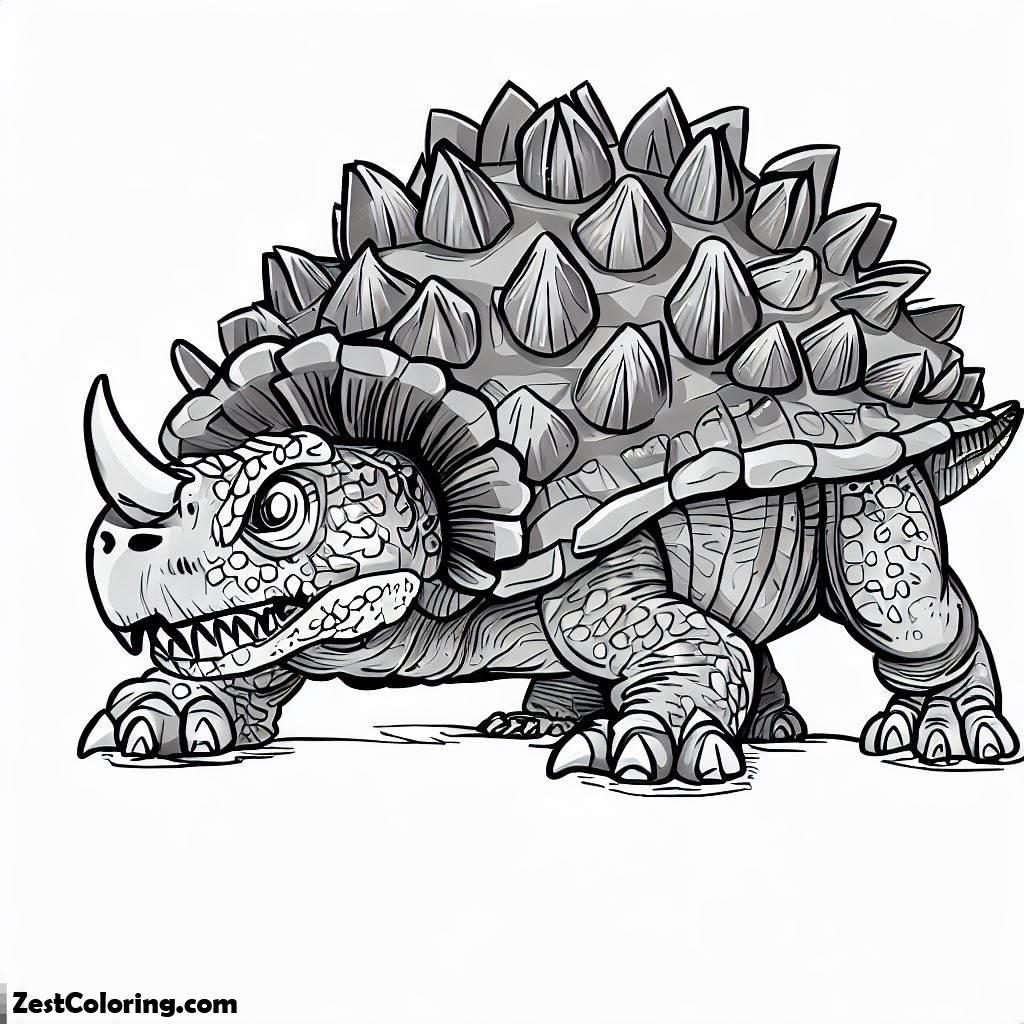 Ankylosaurus, An Angry Ankylosaurus Full Coloring Page: An Angry Ankylosaurus Full Coloring PageFull Size Image