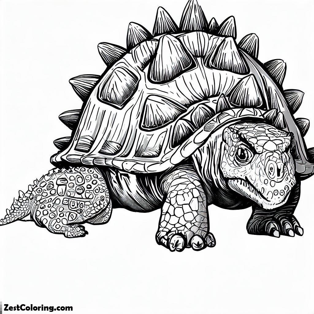 Ankylosaurus, An Ankylosaurus And Hiding Baby Coloring Page: An Ankylosaurus And Hiding Baby Coloring PageFull Size Image