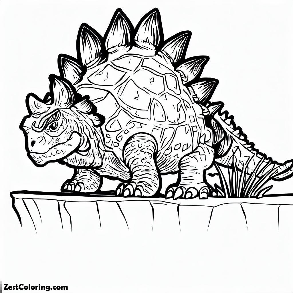 Ankylosaurus, An Ankylosaurus At The Edge Coloring Page: An Ankylosaurus At The Edge Coloring PageFull Size Image