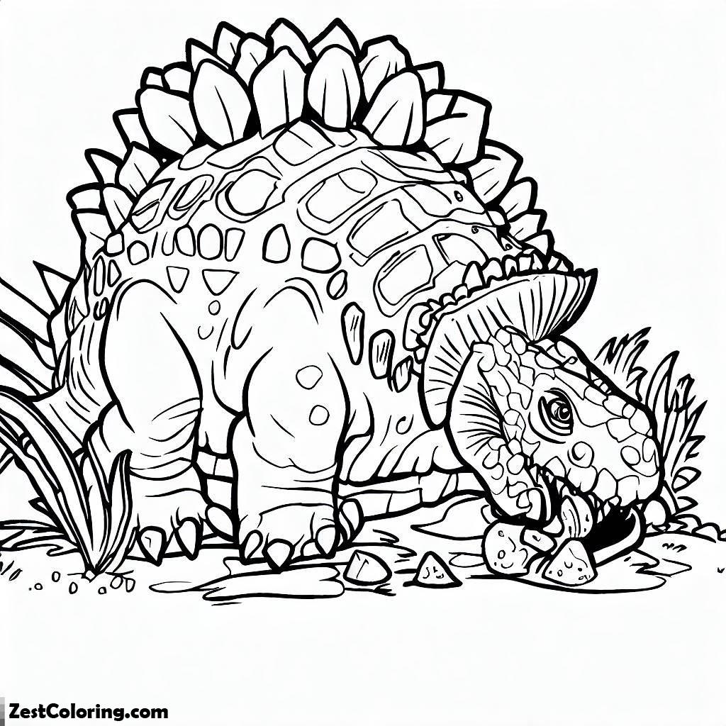 Ankylosaurus, An Ankylosaurus Eating Something Coloring Page: An Ankylosaurus Eating Something Coloring PageFull Size Image