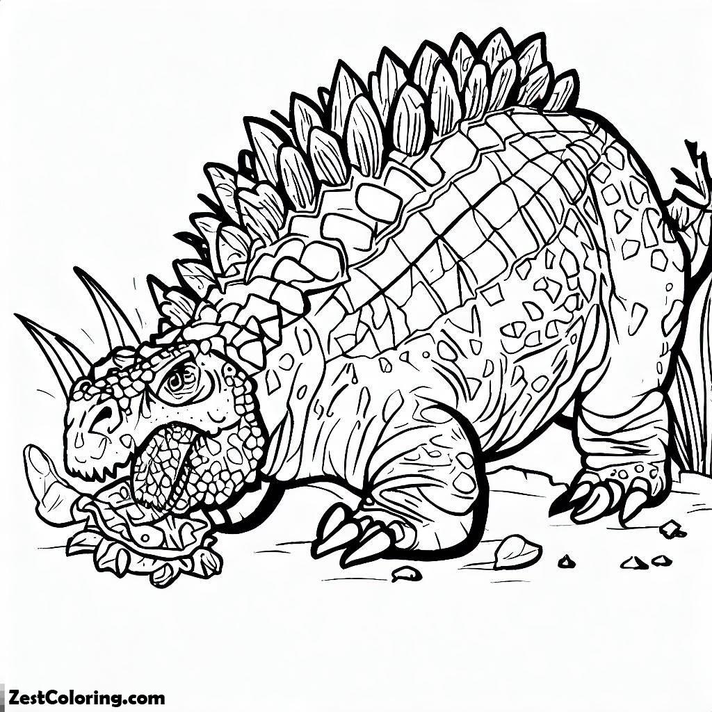 Ankylosaurus, An Ankylosaurus Found Some Thing To Eat Coloring Page: An Ankylosaurus Found Some Thing To Eat Coloring PageFull Size Image