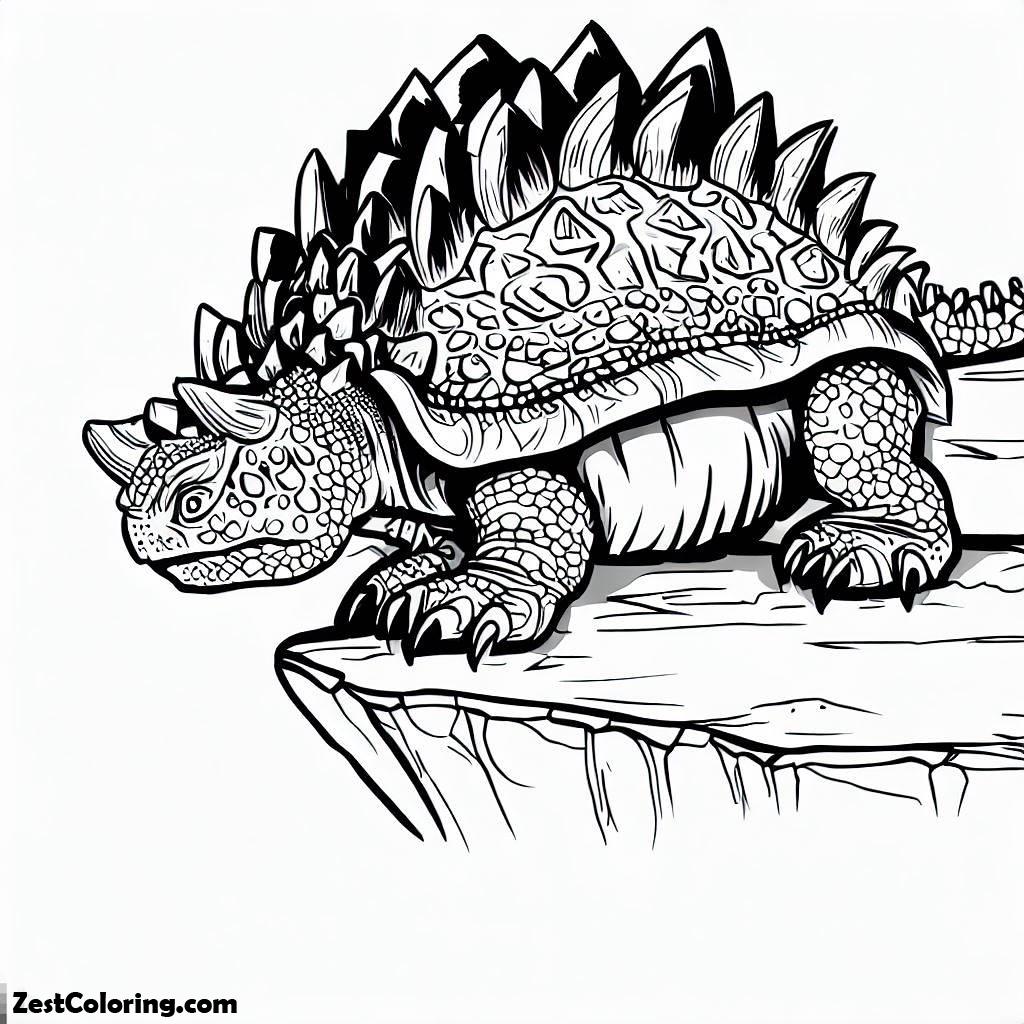 Ankylosaurus, An Ankylosaurus Scare Alone At The Edge Coloring Page: An Ankylosaurus Scare Alone At The Edge Coloring PageFull Size Image