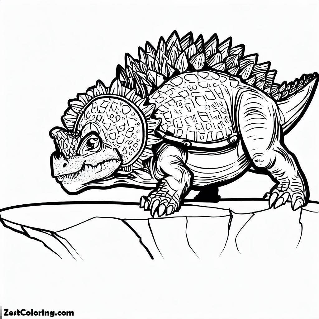 Ankylosaurus, An Ankylosaurus Stand Alone At The Edge Coloring Page: An Ankylosaurus Stand Alone At The Edge Coloring PageFull Size Image