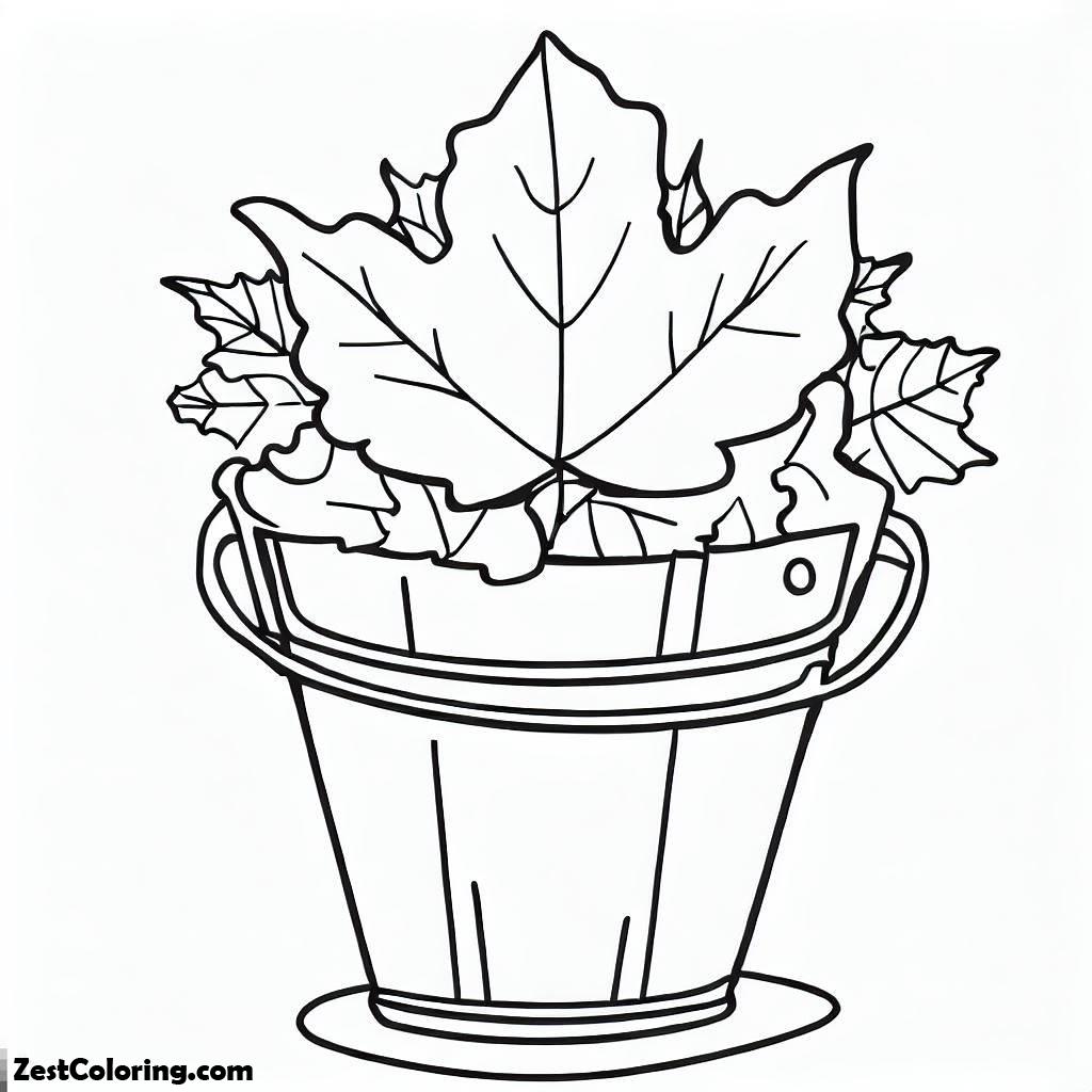 Autumn, Autumn Leaf In The Bucket Coloring Page: Autumn Leaf In The Bucket Coloring PageFull Size Image