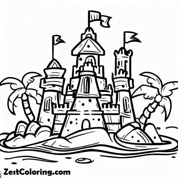 Awesome Sand Castle Coloring Page : Coloring for Kids – Smart, Creative