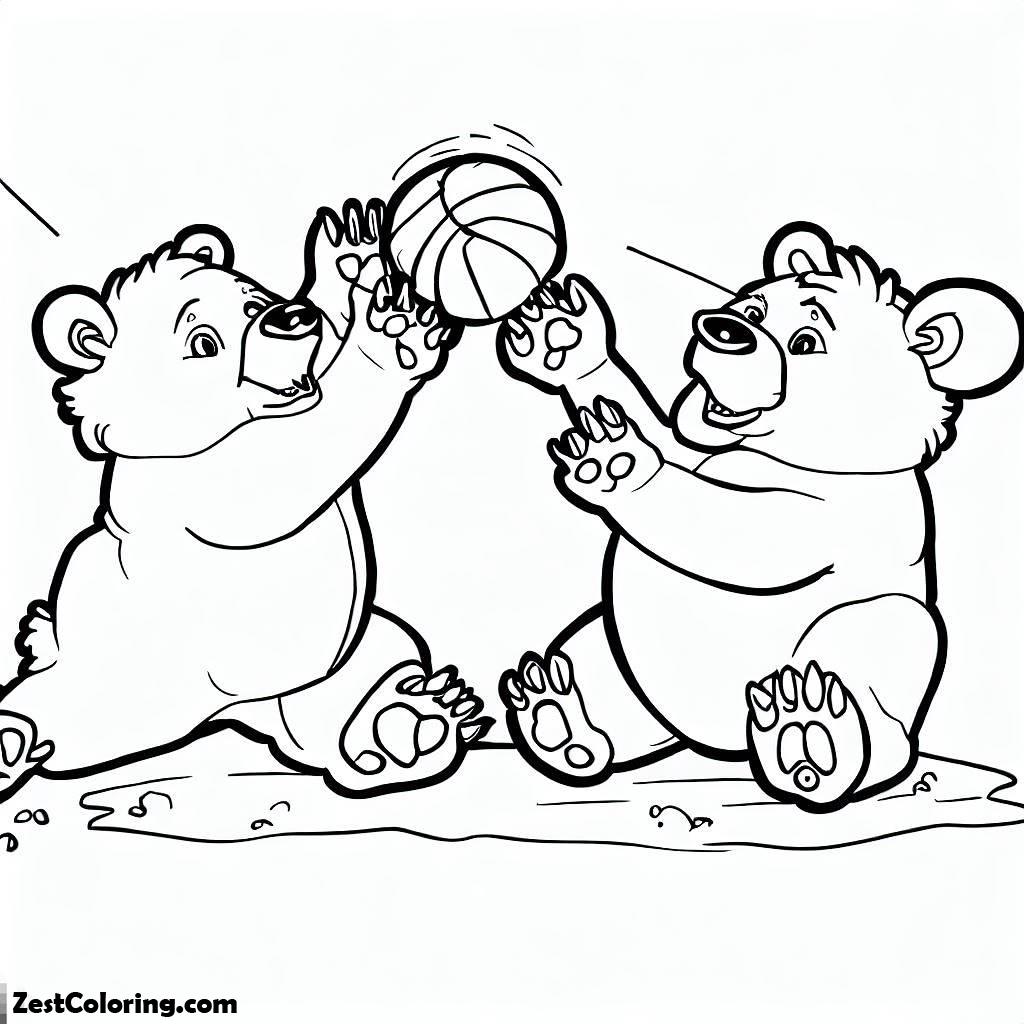 Volleyball, Bears Playing Volleyball Coloring Page: Bears Playing Volleyball Coloring PageFull Size Image