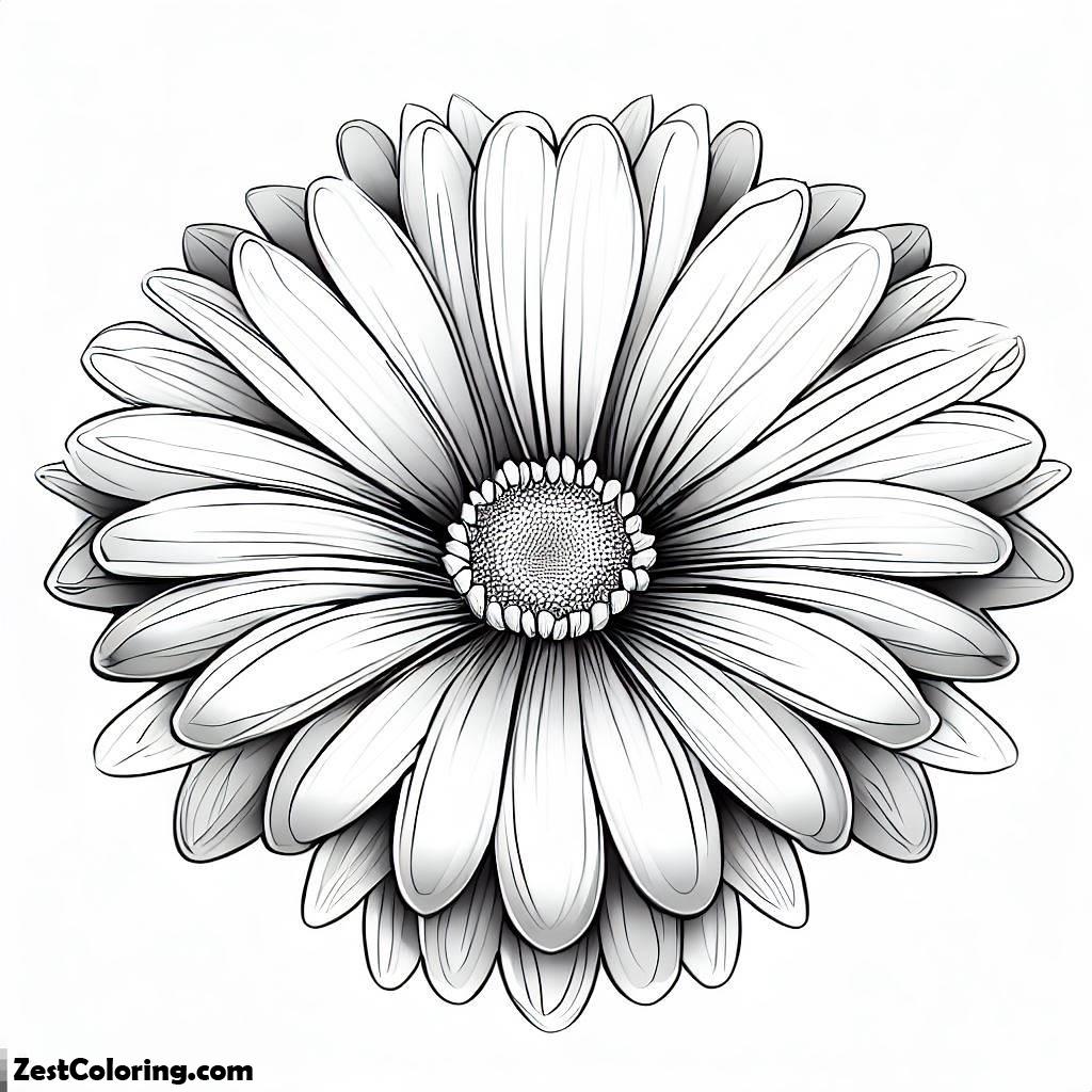Daisy Flower, Beautiful Daisy Flower Coloring Page: Beautiful Daisy Flower Coloring PageFull Size Image