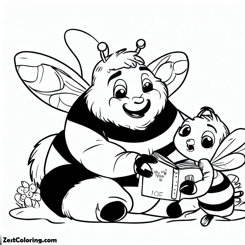 BumbleBee, Big Bumblebee Read A Story To A Kid Coloring Page: Big Bumblebee Read A Story To A Kid Coloring PageFull Size Image