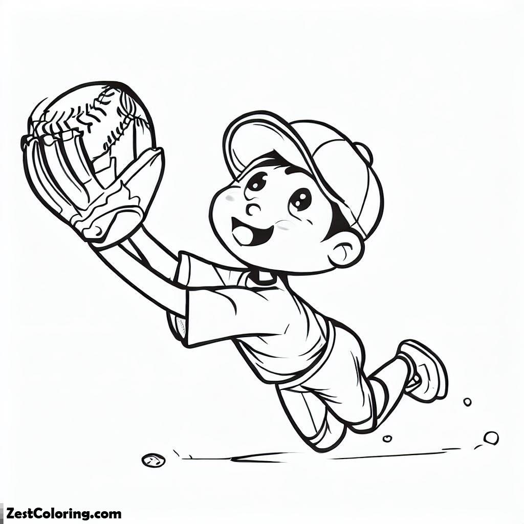 Catching A Baseball Coloring Page : Coloring for Kids – Smart, Creative ...