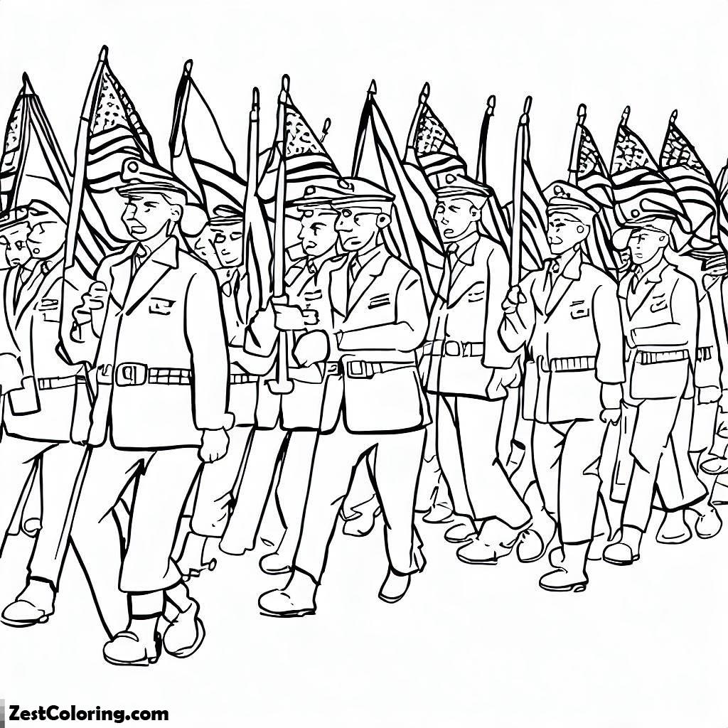 Veteran Day, Celebrating Veterans Day By Marching In Uniform 2 Coloring Page: Celebrating Veterans Day By Marching In Uniform 2 Coloring PageFull Size Image