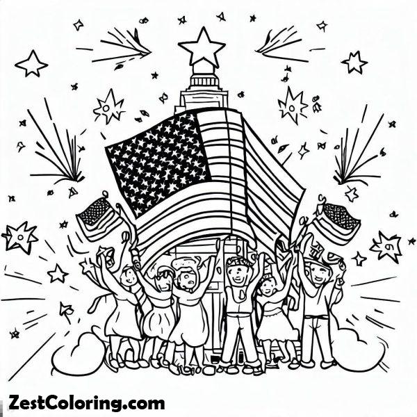 Celebration Of Independence Day Coloring Page : Coloring for Kids