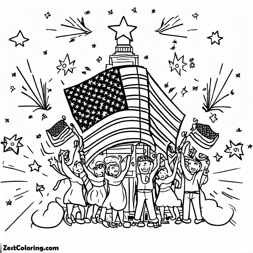 Celebration Of Independence Day Coloring Page : Coloring for Kids