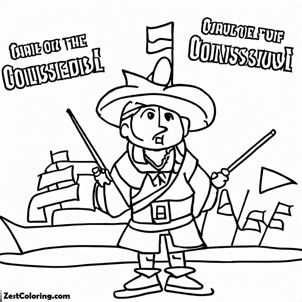 Colombus Day, Confuse Columbus On Columbus Day Coloring Page: Confuse Columbus On Columbus Day Coloring PageFull Size Image