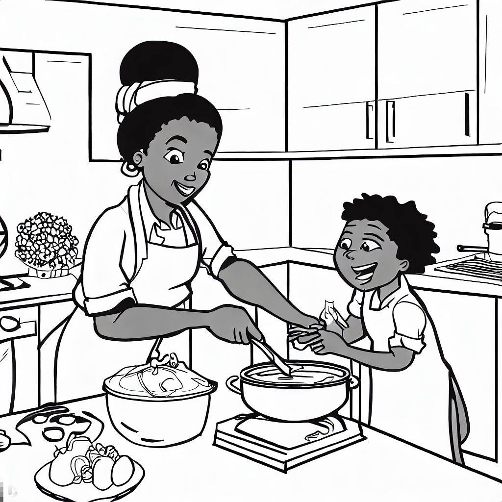 Kitchen, Cooking With Mom In The Kitchen Coloring Pages: Cooking With Mom In The Kitchen Coloring PagesFull Size Image