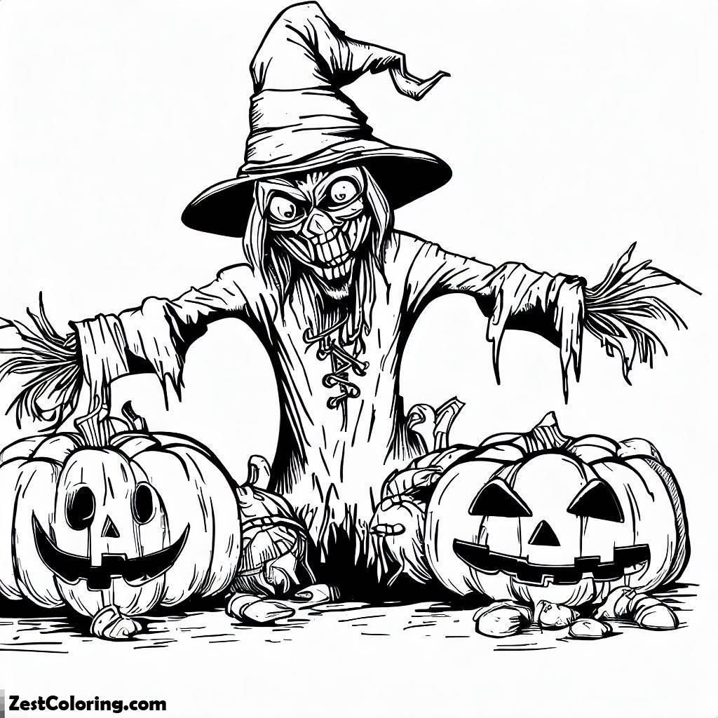Creepy Scarecrow Coloring Page
