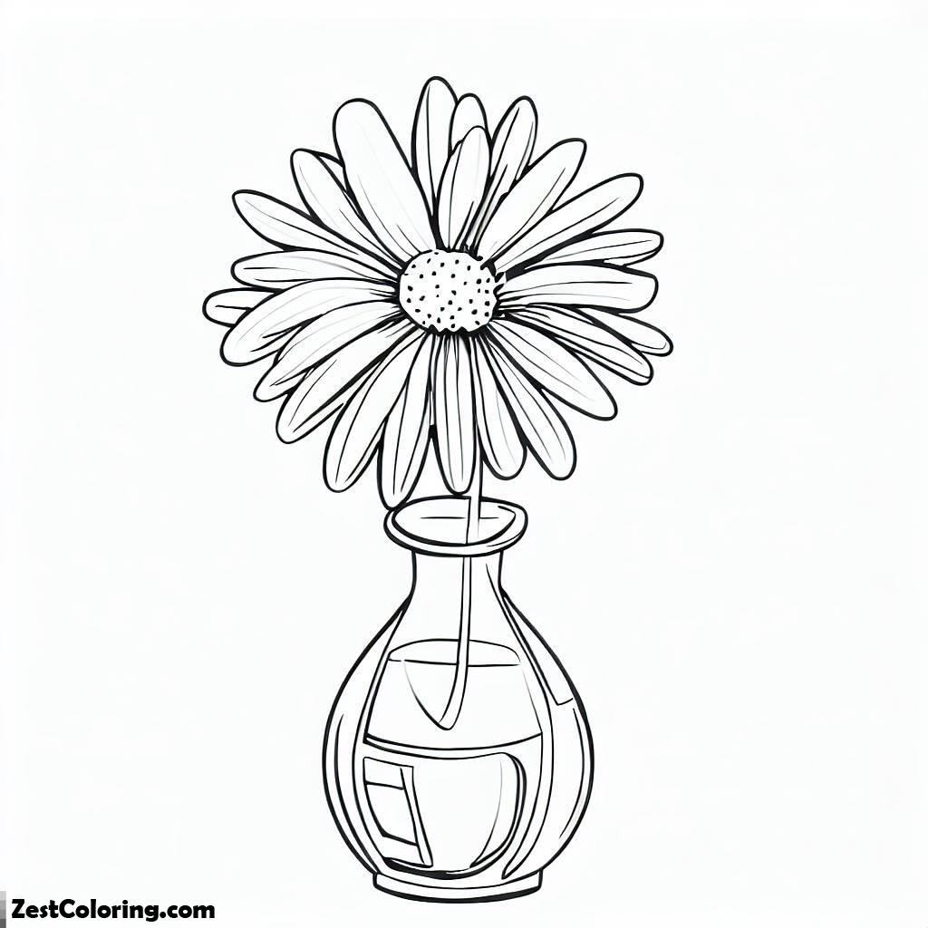 Daisy Flower, Daisy Flower In Vase Coloring Page: Daisy Flower In Vase Coloring PageFull Size Image