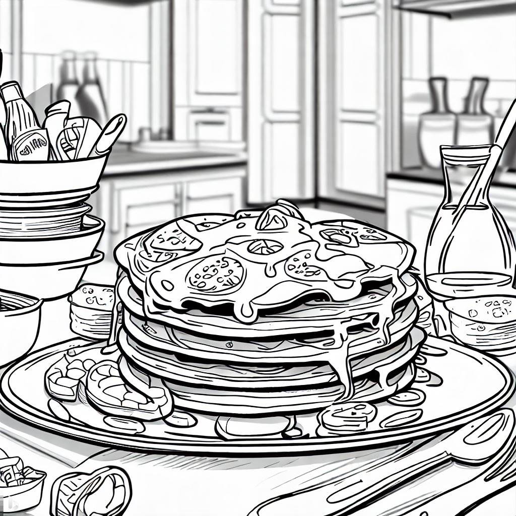 Kitchen, Delicious Pancakes On Kitchen 4 Table Coloring Pages: Delicious Pancakes On Kitchen 4 Table Coloring PagesFull Size Image