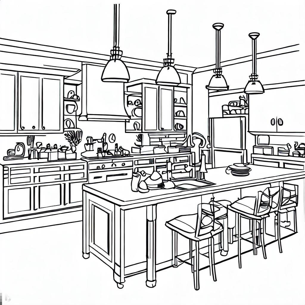 Kitchen, Designing Kitchen Coloring Pages: Designing Kitchen Coloring PagesFull Size Image
