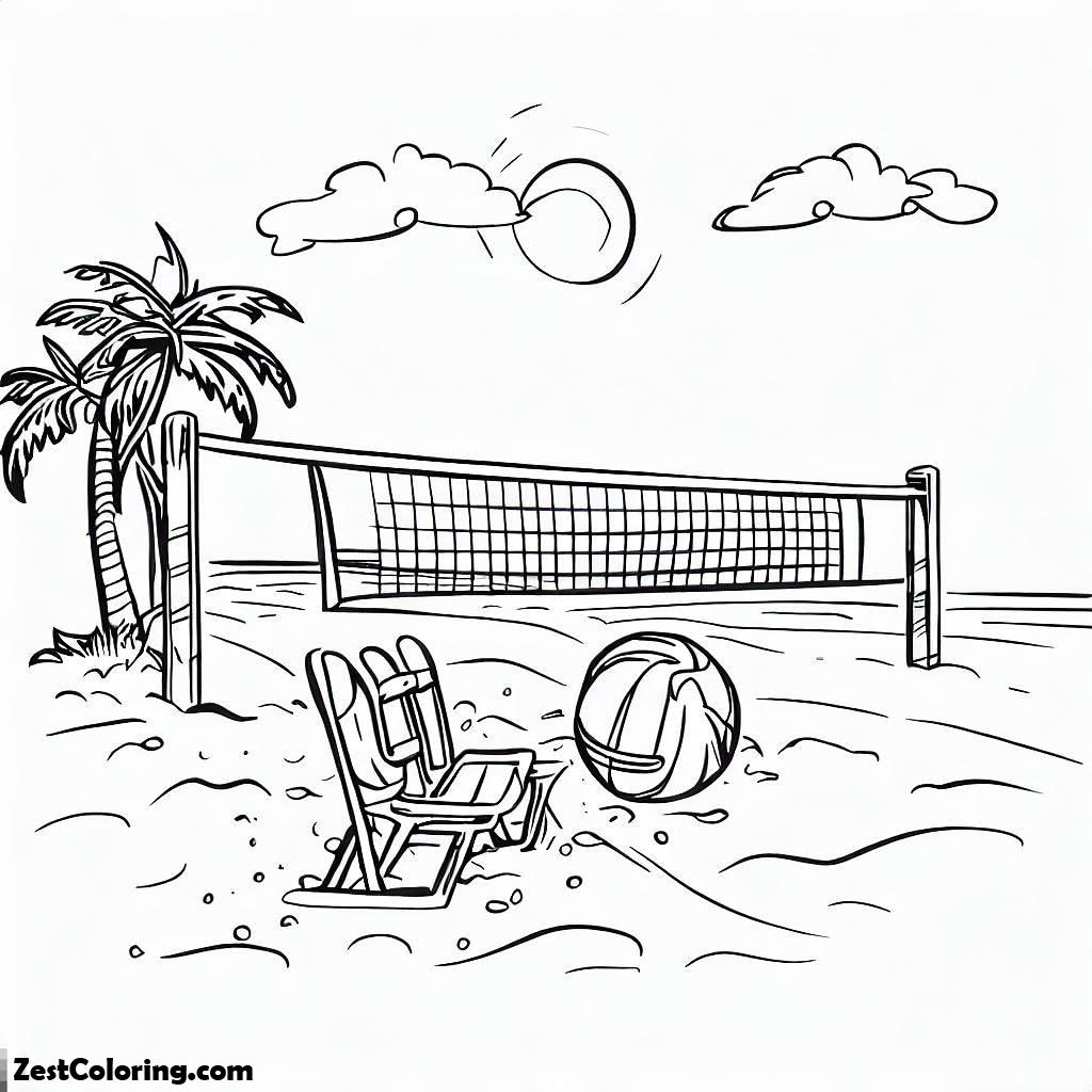 Volleyball, Download Beach Volley Ball Waiting For Players Coloring Page: Download Beach Volley Ball Waiting For Players Coloring PageFull Size Image