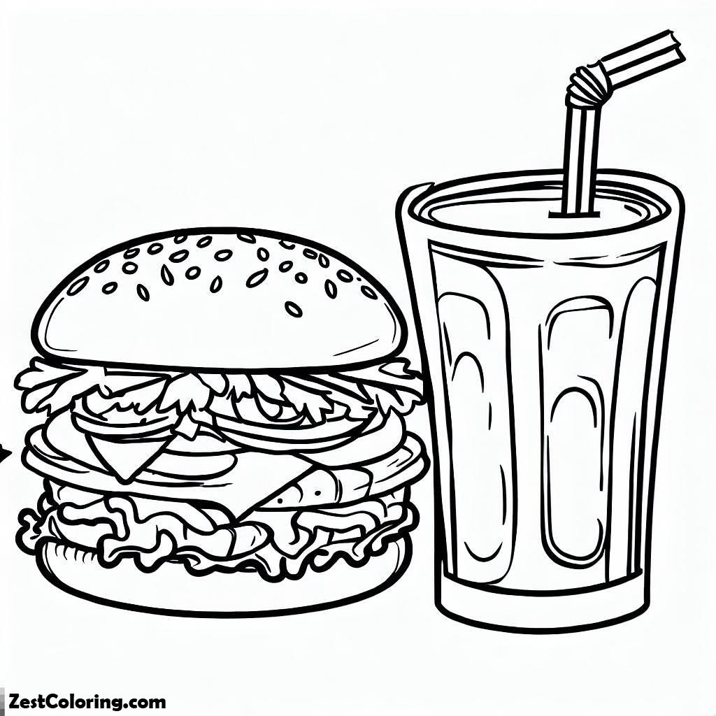 Fish Bowls, Download Burger And Drink Coloring Page: Download Burger And Drink Coloring PageFull Size Image