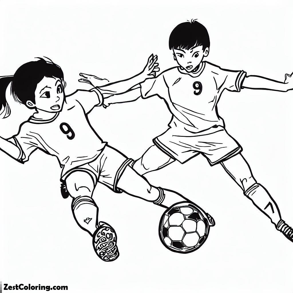 Soccer, Download Soccer Players Fighting To Handle The Ball Coloring Page: Download Soccer Players Fighting To Handle The Ball Coloring PageFull Size Image