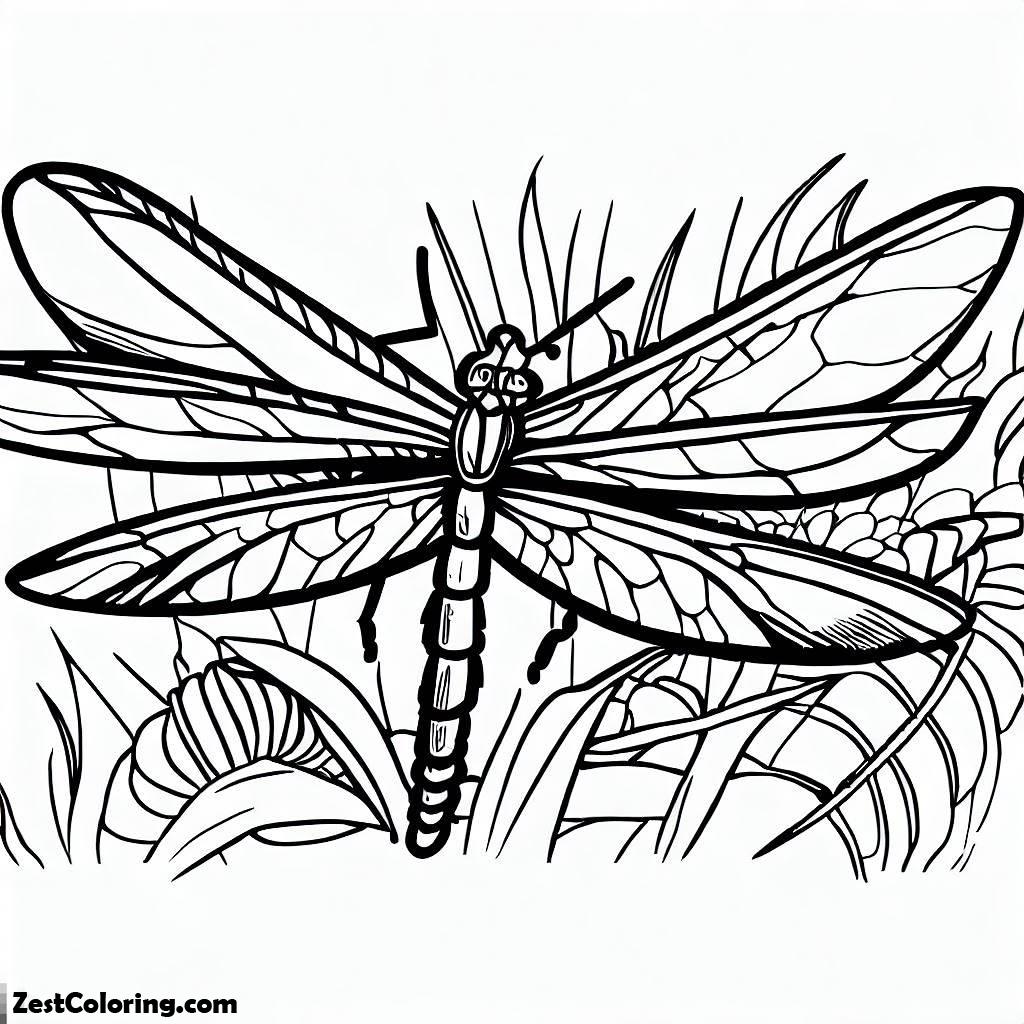 Rainforest, Dragonfly Rainforest Insect Animals Coloring Page: Dragonfly Rainforest Insect Animals Coloring PageFull Size Image