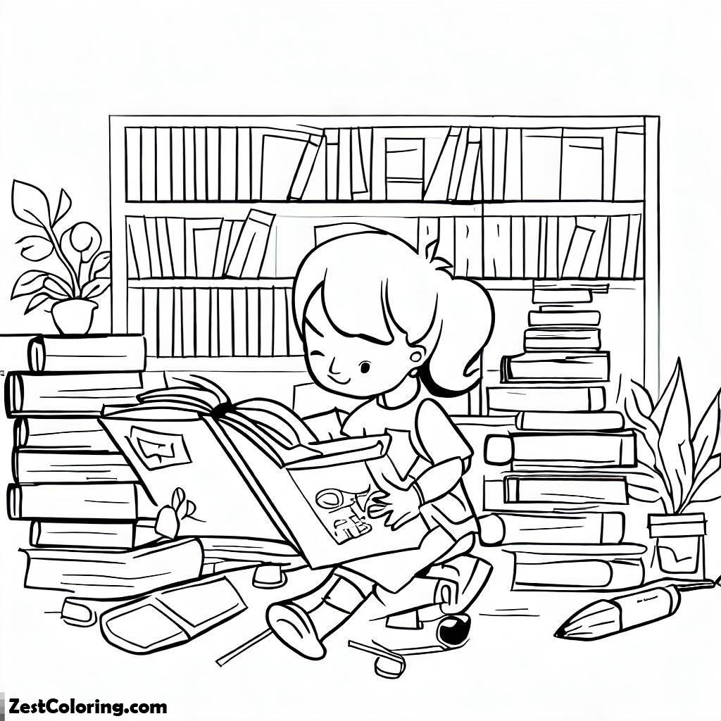 Library, Drawing Library Activity Coloring Pages: Drawing Library Activity Coloring PagesFull Size Image