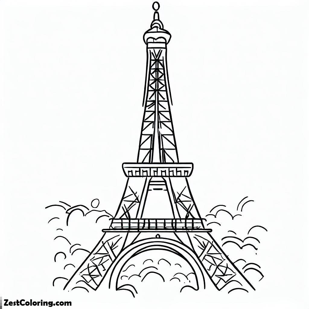 Eiffel Tower, EIFFEL TOWER Coloring Page 2: EIFFEL TOWER Coloring Page 2Full Size Image