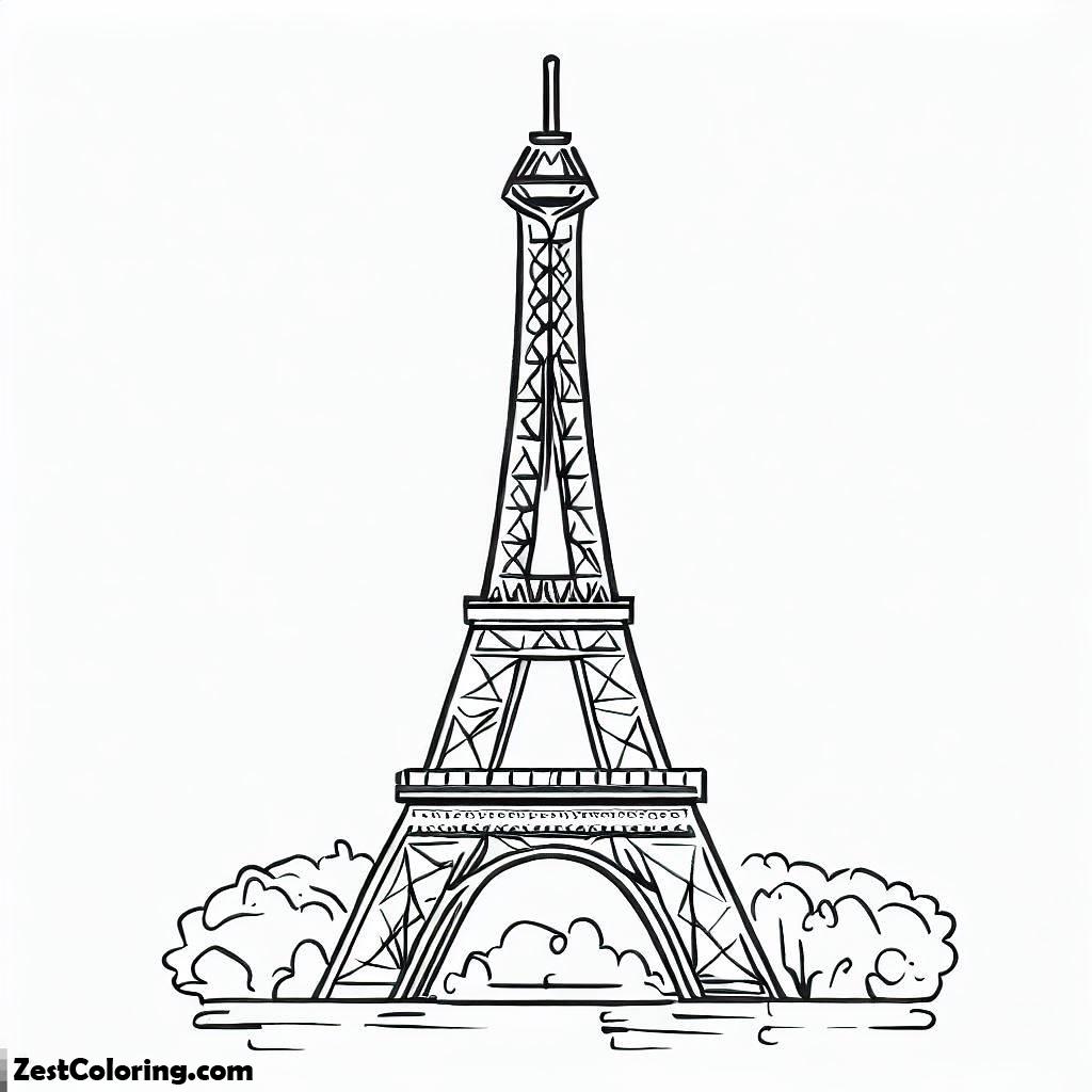 Eiffel Tower, Eiffel Tower Located In Paris Coloring Page: Eiffel Tower Located In Paris Coloring PageFull Size Image