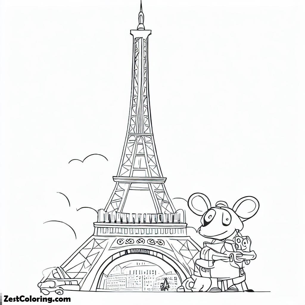 Eiffel Tower, Eiffel Tower Ratatouille Coloring Page: Eiffel Tower Ratatouille Coloring PageFull Size Image