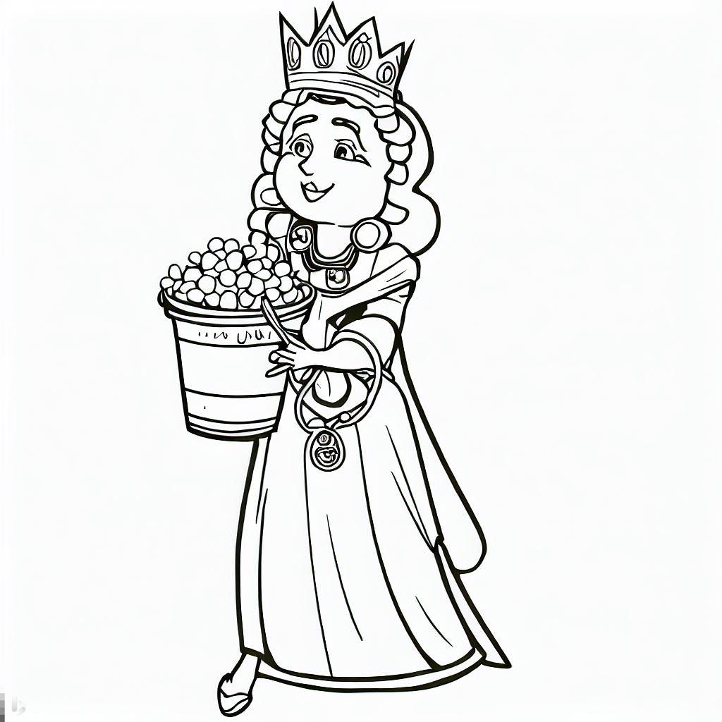 Queen Esther, Esther Holding A Bucket Of Grapes Coloring Pages: Esther Holding A Bucket Of Grapes Coloring PagesFull Size Image