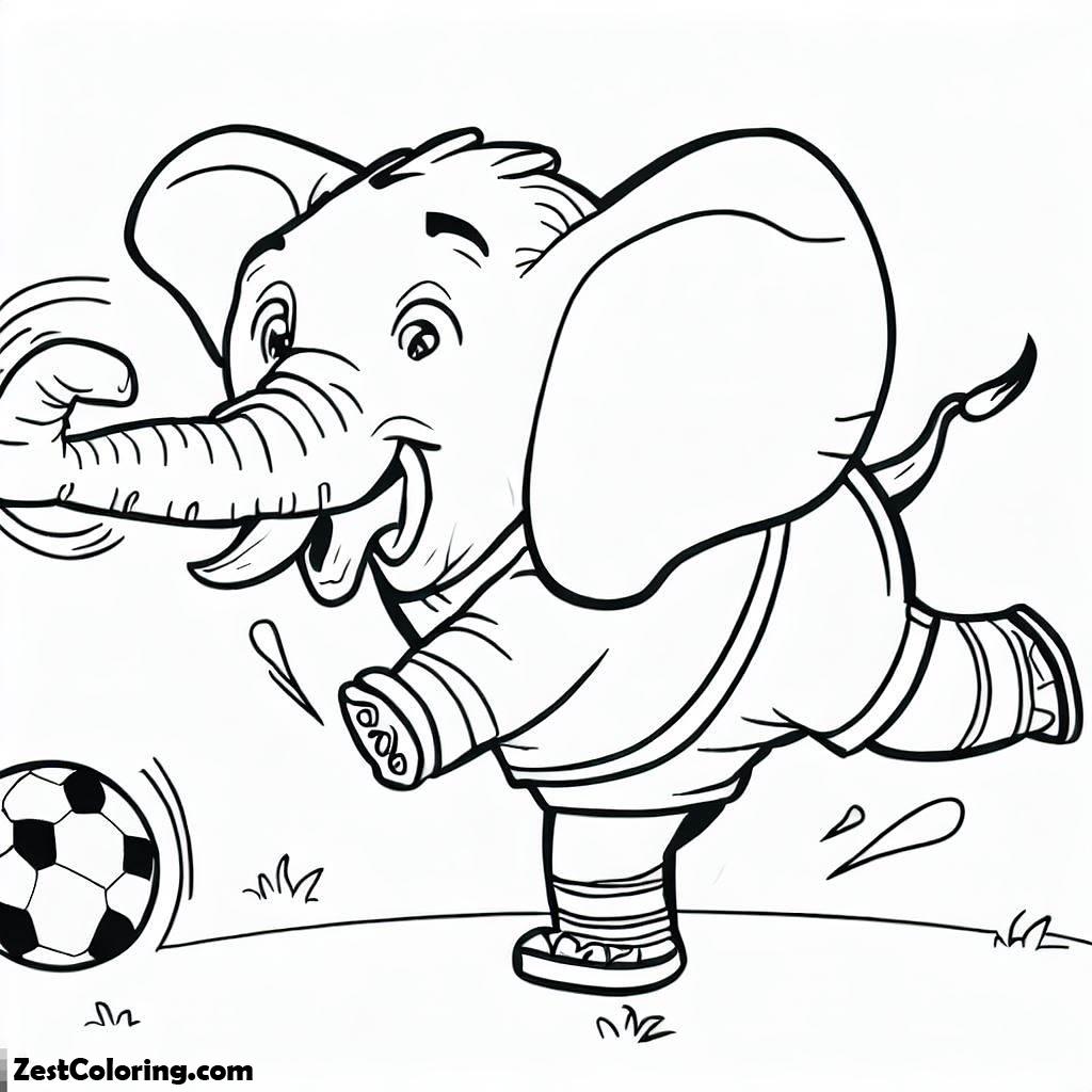 Soccer, Even An Elephant Playing Soccer Too Coloring Page: Even An Elephant Playing Soccer Too Coloring PageFull Size Image