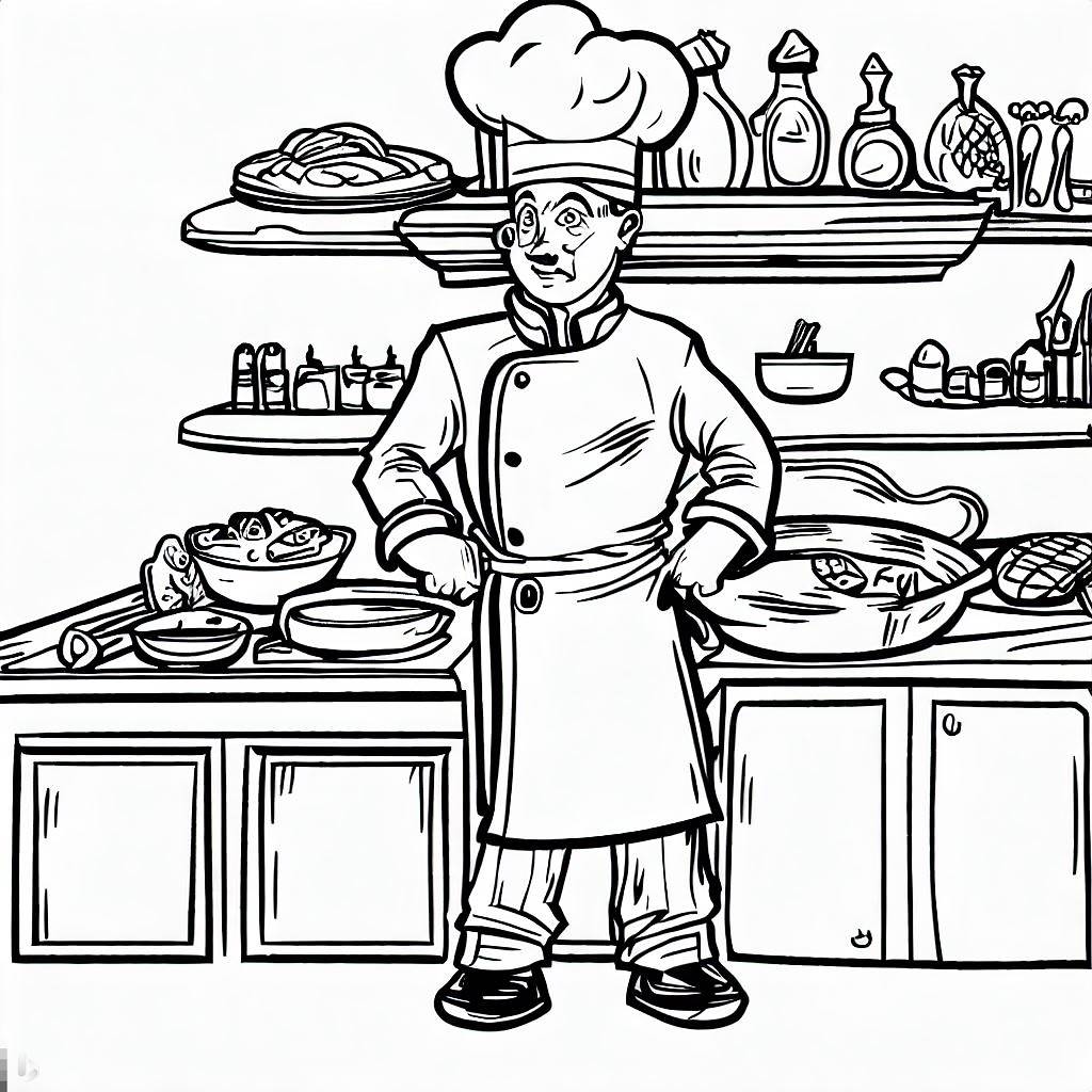 Kitchen, Famous Chef Kitchen 3 Coloring Pages: Famous Chef Kitchen 3 Coloring PagesFull Size Image