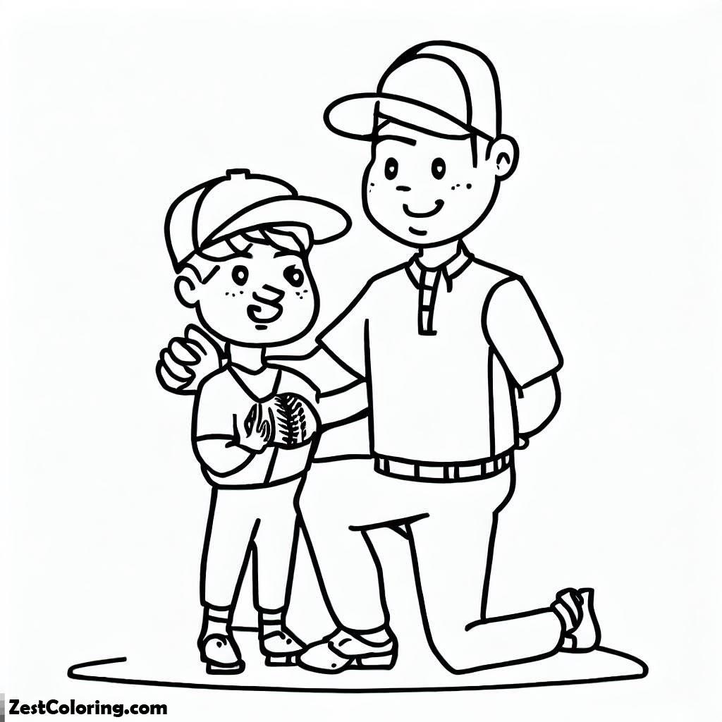 Baseball, Father And Son Baseball Coloring Page: Father And Son Baseball Coloring PageFull Size Image