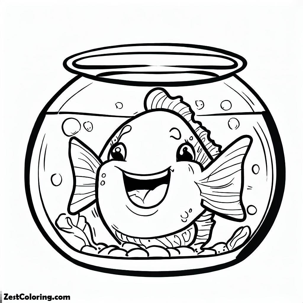 Free To Download Smiling Fish In Fish Bowl Coloring Page Coloring for