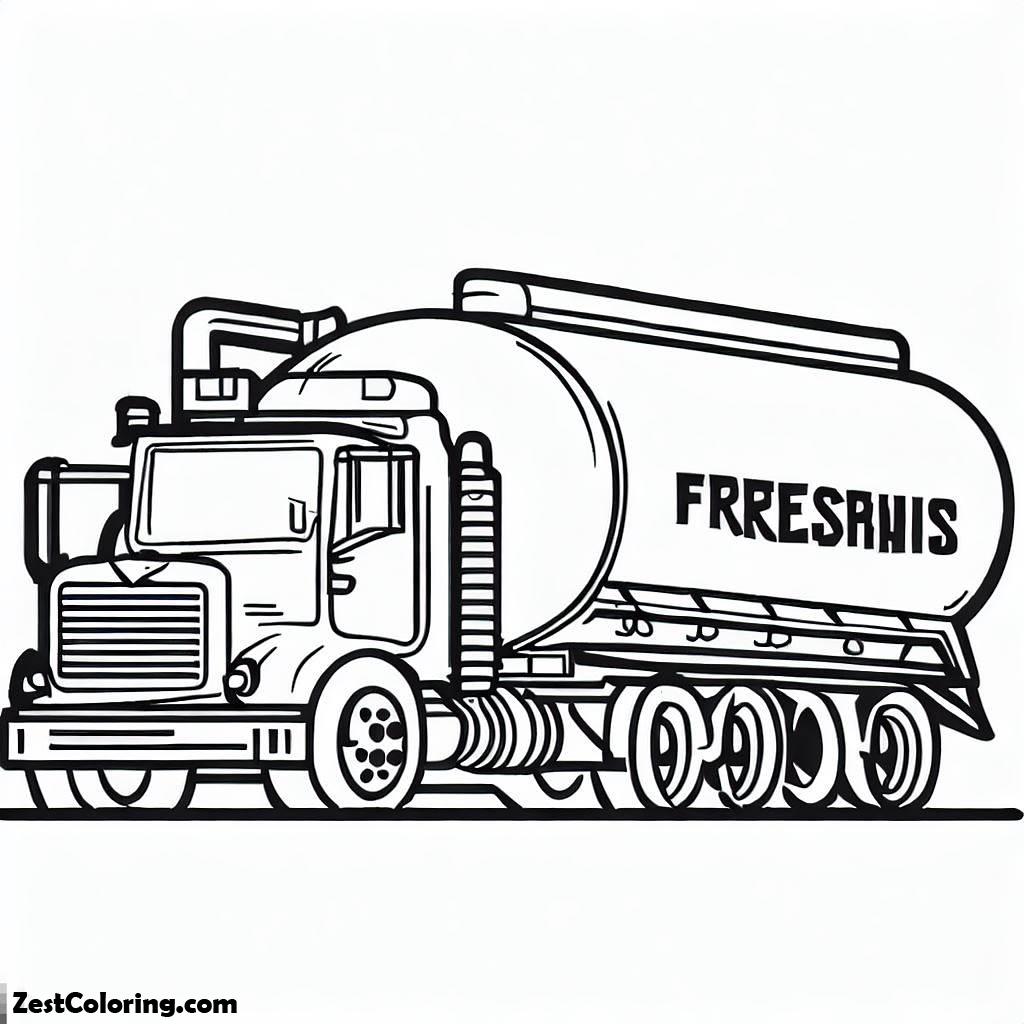 Semi Truck, Fresh Water Semi Truck Coloring Page   Printable: Fresh Water Semi Truck Coloring Page   PrintableFull Size Image