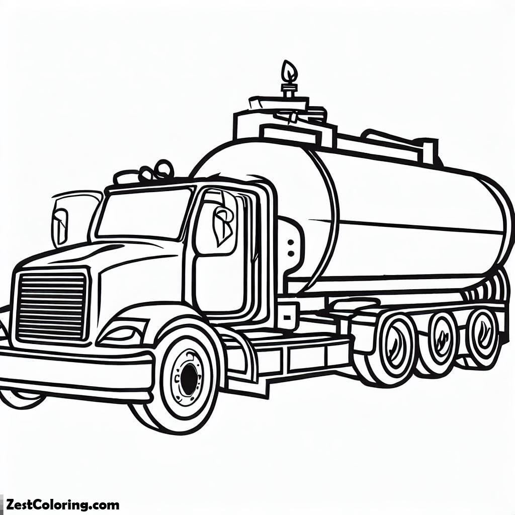 Semi Truck, Fresh Water Semi Truck Coloring Page: Fresh Water Semi Truck Coloring PageFull Size Image
