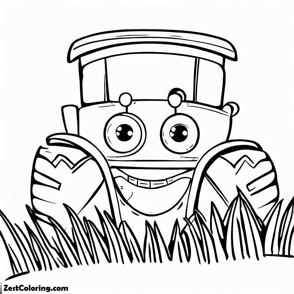 Tractor, Funny Tractor Coloring Page: Funny Tractor Coloring PageFull Size Image