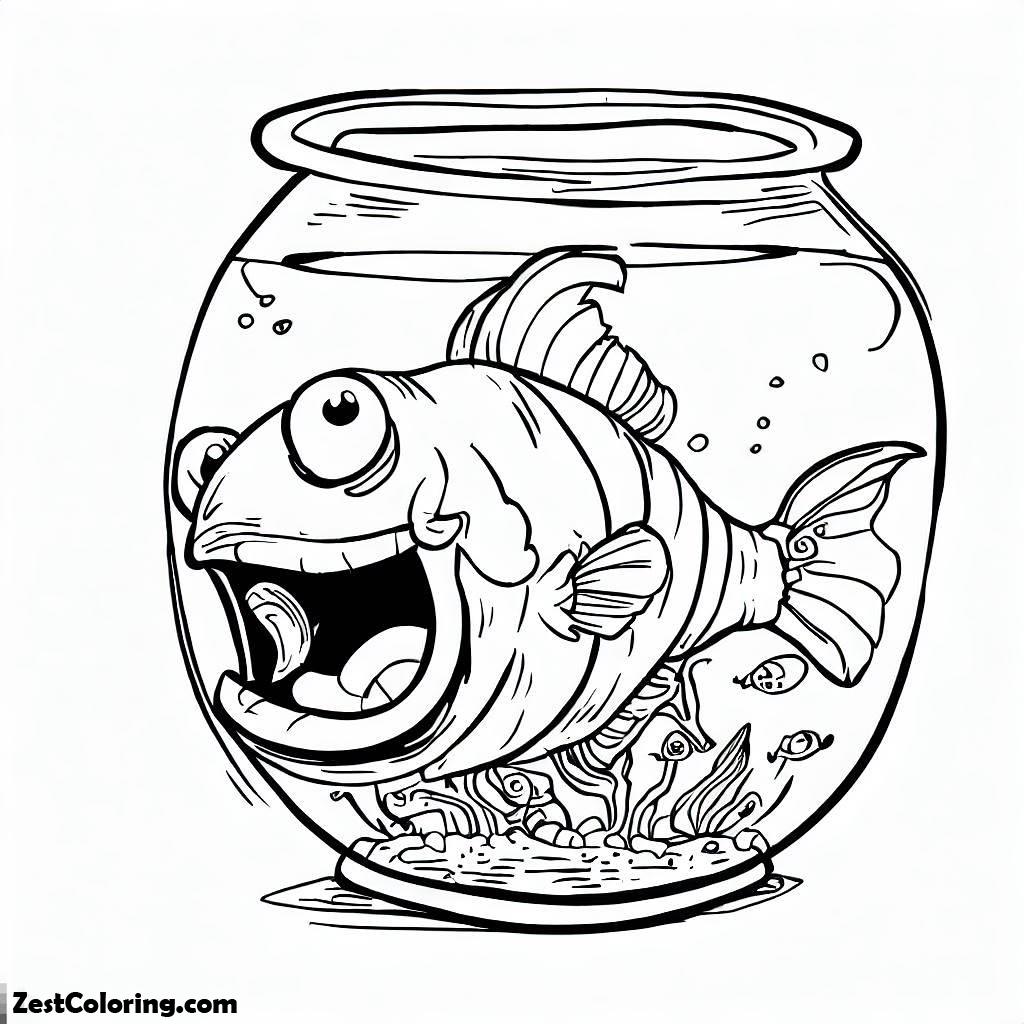 Fish Bowls, Giant Fish In A Small Fish Bowl Coloring Page: Giant Fish In A Small Fish Bowl Coloring PageFull Size Image