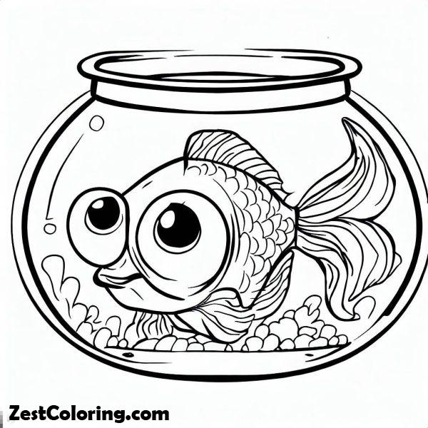 Goldfish In A Bowl Coloring Page