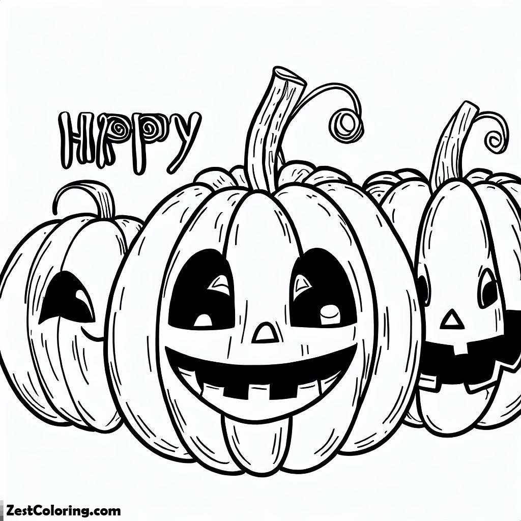 Happy Halloween Pumpkins Coloring Page : Coloring for Kids – Smart