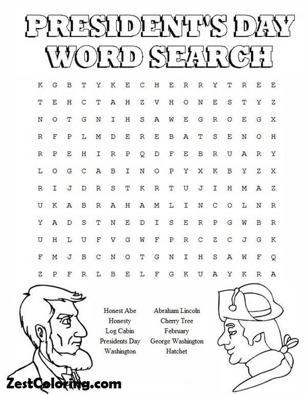 President Day, Having Fun On Presidents Day Word Search Sheet Coloring Page: Having Fun On Presidents Day Word Search Sheet Coloring PageFull Size Image