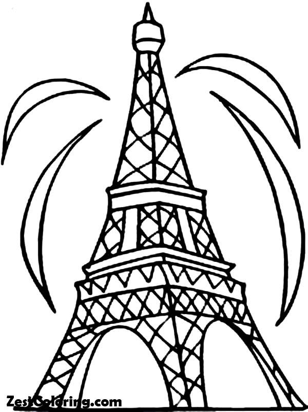 Eiffel Tower, Holiday In Eiffel Tower Coloring Page: Holiday In Eiffel Tower Coloring PageFull Size Image