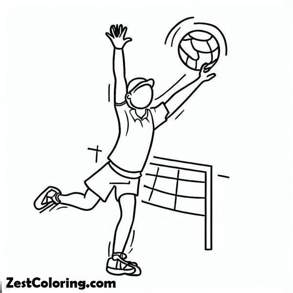 Volleyball, : How To Volleyball Service Coloring Page